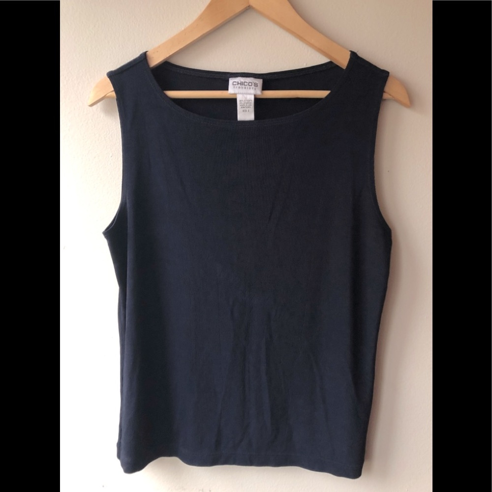 Chico’s Travelers Navy Blue Sleeveless Top sz 2